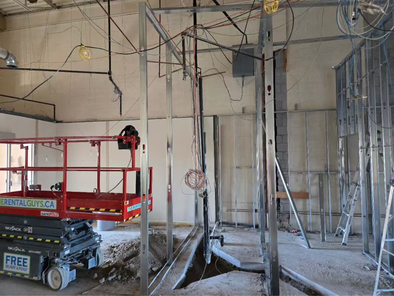 Steel framing during CK's Restaurant renovation