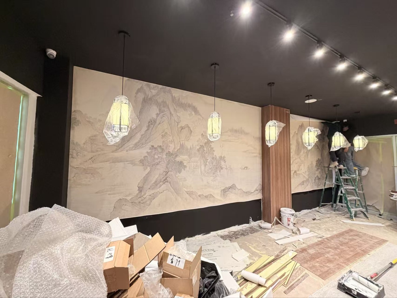 Dessert shop during construction
