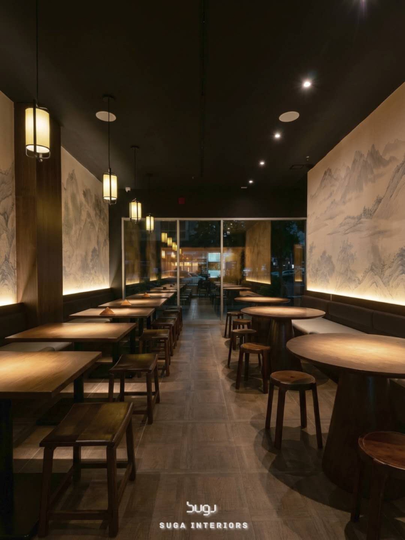Completed dessert shop seating area