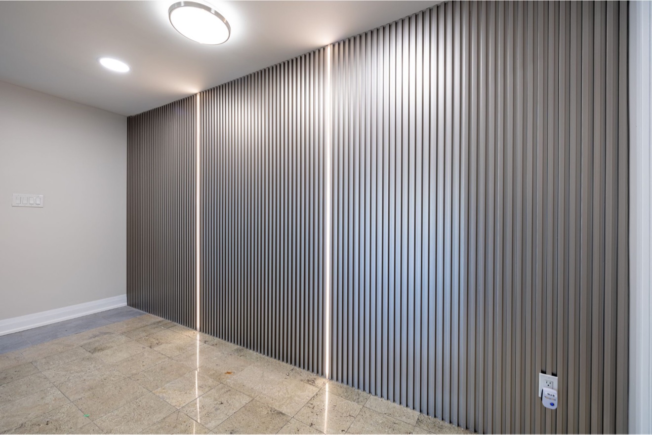 Bright tiled shower in the completed temple dormitory